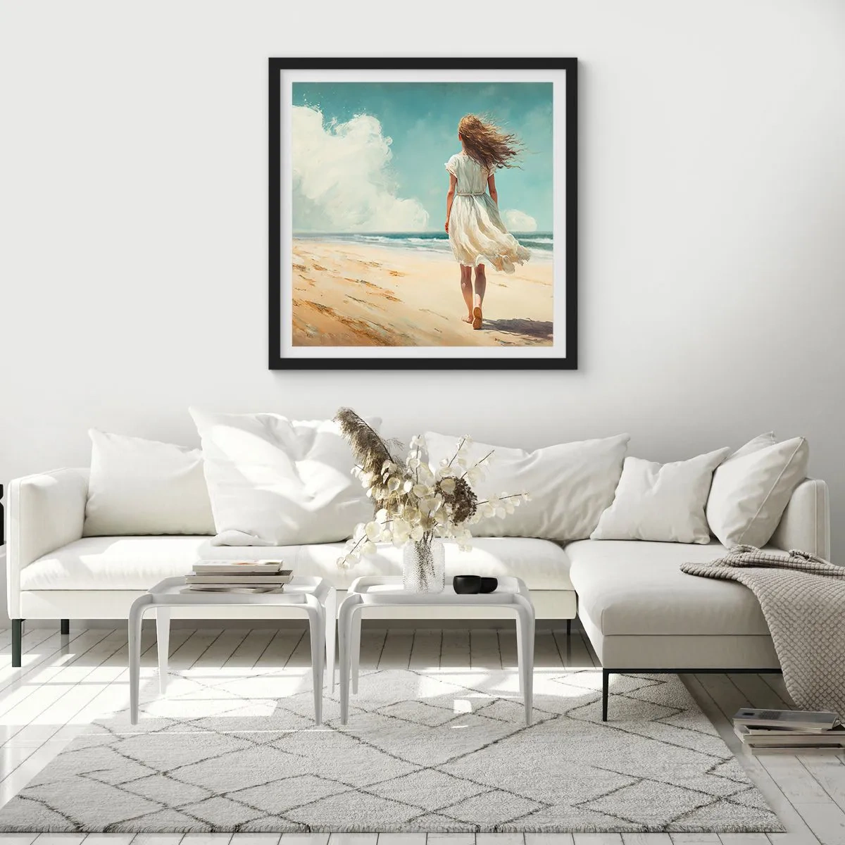 Affiche dans un cadre noir - Poster - Pour rencontrer le soleil et le vent - 30x30 cm