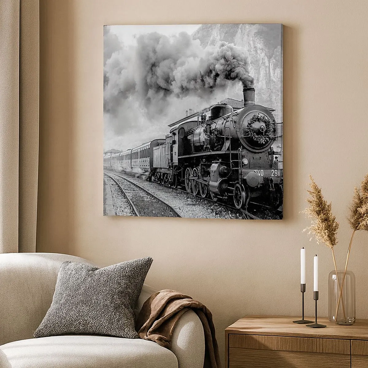 Impression sur toile - Image sur toile - Attend à la gare... - 30x30 cm