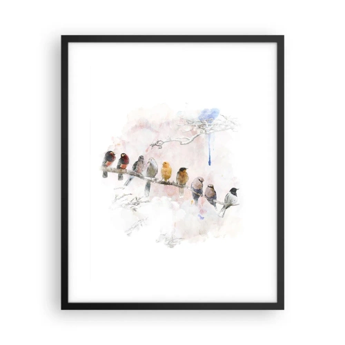 Affiche dans un cadre noir - Poster - Rencontre ailée - 40x50 cm