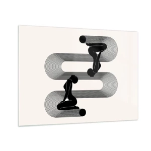 Impression sur verre - Image sur verre - Silhouettes féminines minimalistes avec un motif de ligne graphique - 70x50cm - Symétrie sensuelle - Décoration murale moderne pour le salon et la chambre ARTTOR