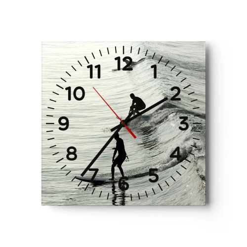Horloge murale - Pendule murale - A la rencontre de la vague - 30x30 cm