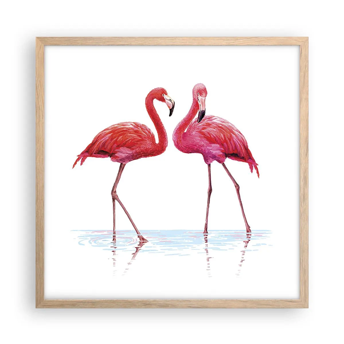 Affiche dans un chêne clair - Poster - Rendez-vous rose - 50x50 cm