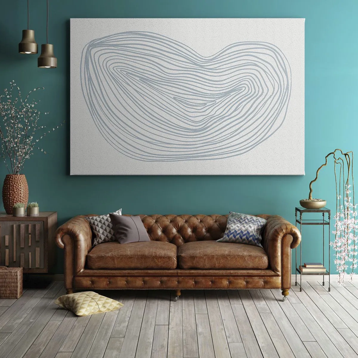 Impression sur toile - Image sur toile - Motif de vague abstrait en bleu délicat - 70x50cm - Une goutte de sourire - Décoration murale moderne pour le salon et la chambre ARTTOR