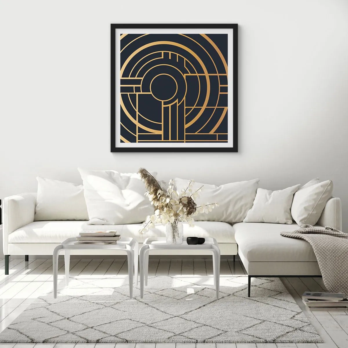 Affiche dans un cadre noir - Poster - Rotation des éléments - 30x30 cm