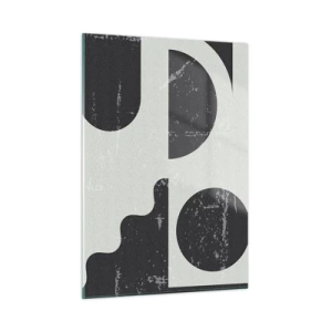 Impression sur verre - Image sur verre - Graphiques géométriques abstraits avec abrasions - 50x70cm - Composition dessus et dessous - Décoration murale moderne pour le salon et la chambre ARTTOR