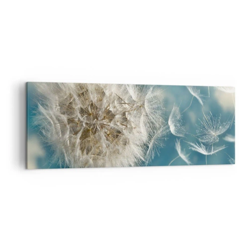 Impression sur toile - Image sur toile - Un pissenlit soufflé contre un ciel bleu - 140x50cm - souffle d'ange - Décoration murale moderne pour le salon et la chambre ARTTOR