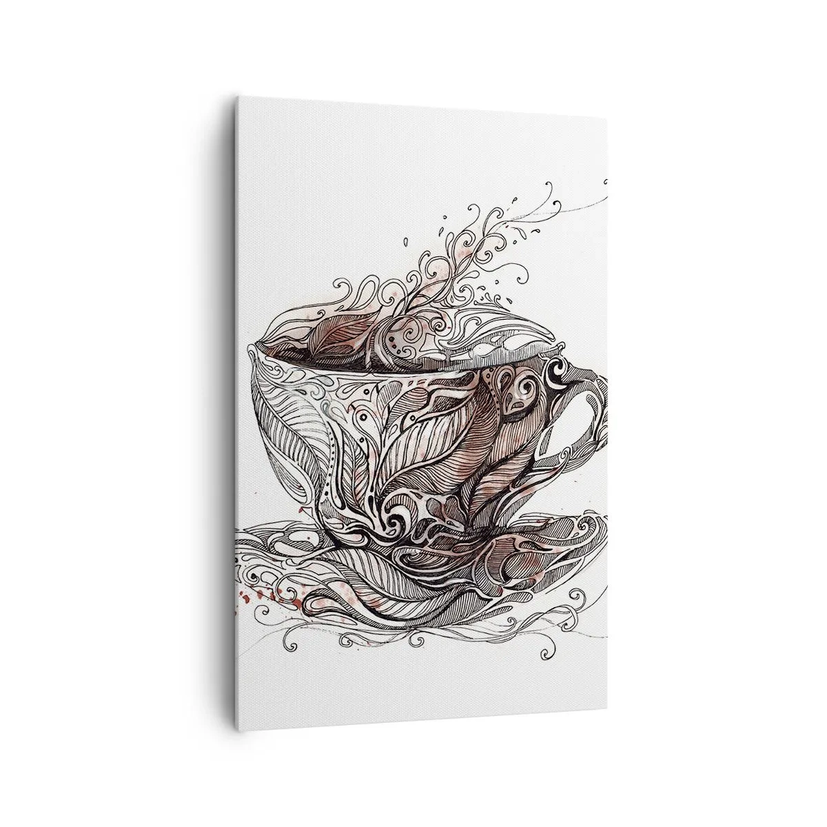 Impression sur toile - Image sur toile - Tasse à café décorative avec un motif artistique - 80x120cm - Du thé, bon pour tout - Décoration murale moderne pour le salon et la chambre ARTTOR
