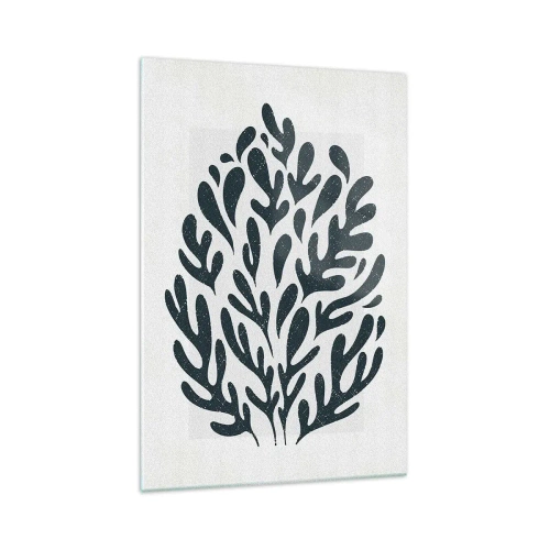 Impression sur verre - Image sur verre - Motif de feuille abstrait sombre sur fond clair - 70x100cm - Formes de la nature - Décoration murale moderne pour le salon et la chambre ARTTOR