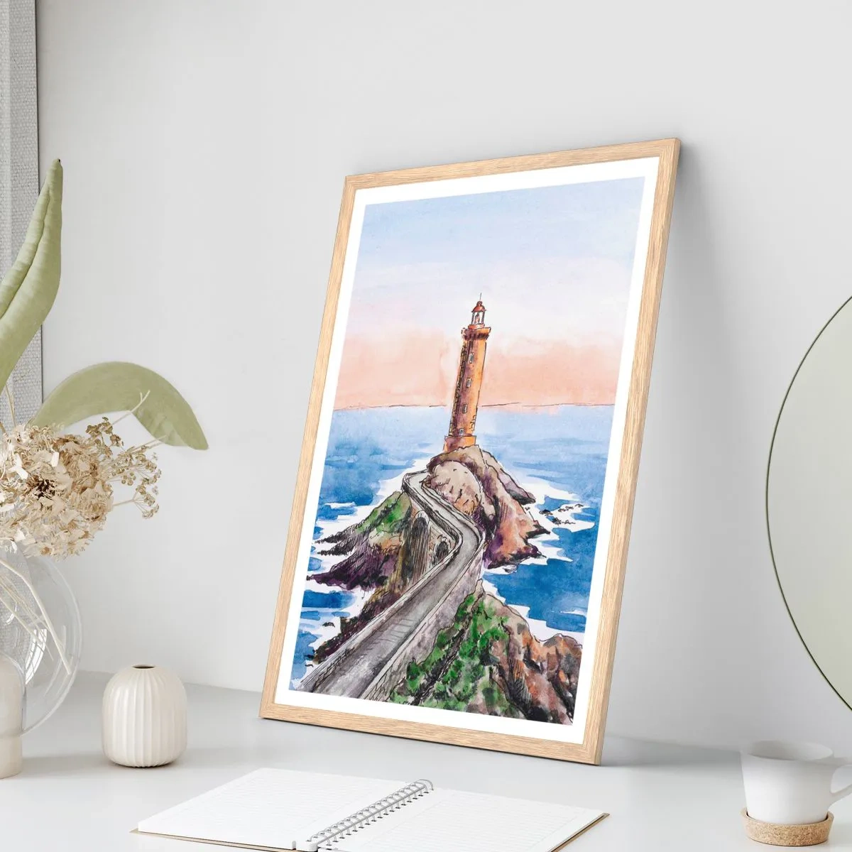 Affiche dans un chêne clair - Poster - Face à la mer - 30x40 cm