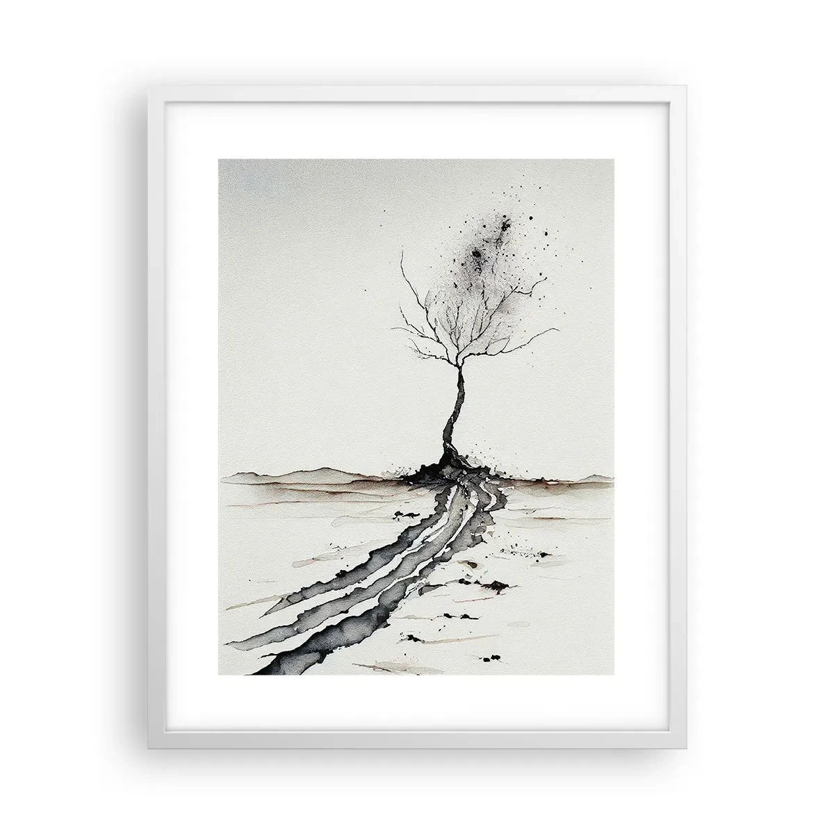 Affiche dans un cadre blanc - Poster - Mélancolie hivernale - 40x50 cm