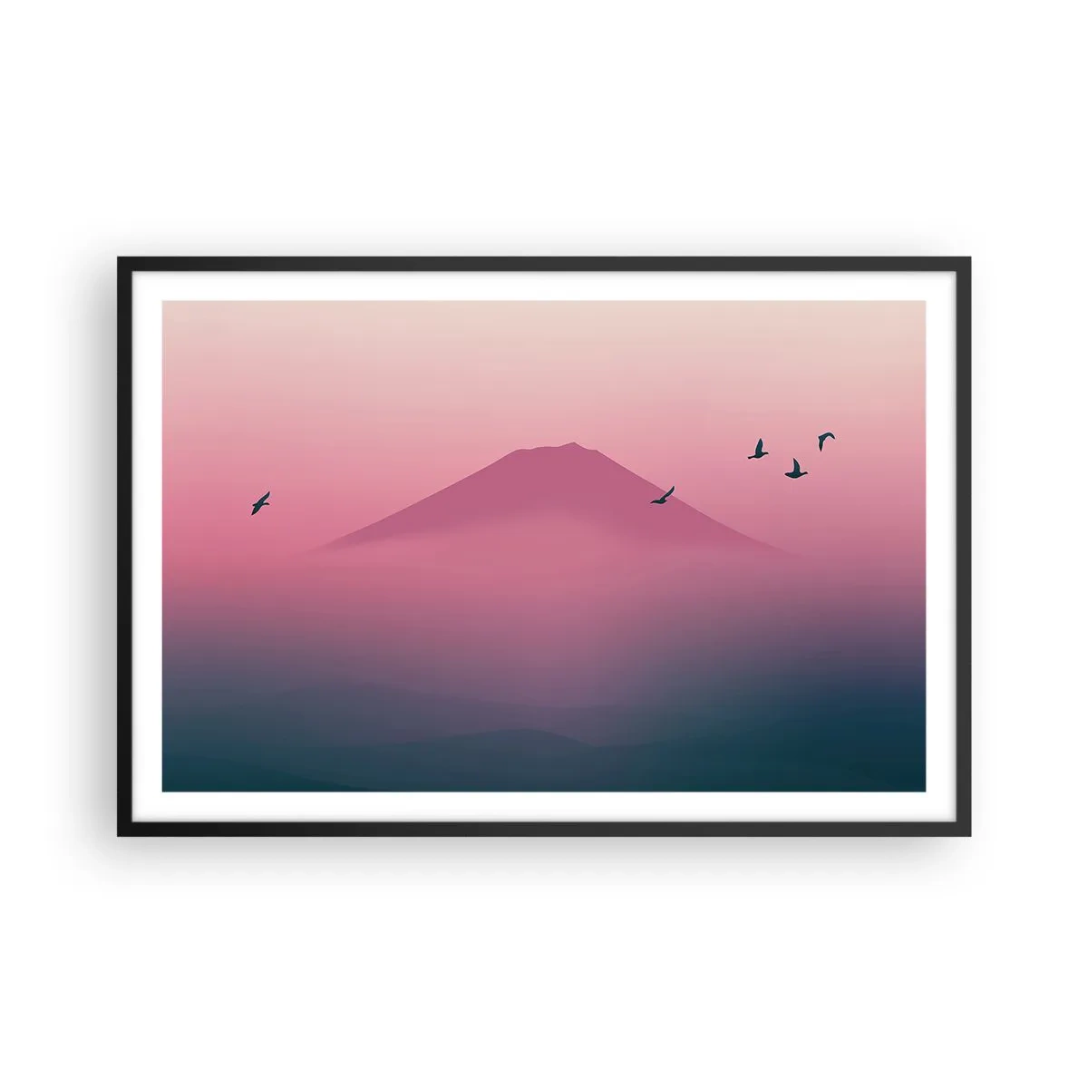 Affiche dans un cadre noir - Poster - Des pèlerins au dessus des nuages - 91x61 cm