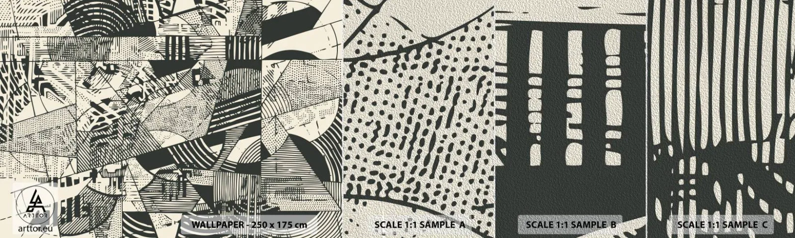 Échantillon de Papier Peint Premium Sand - Dynamique du modernisme - Abstraction, Ancien, Graphique - 100x30 cm