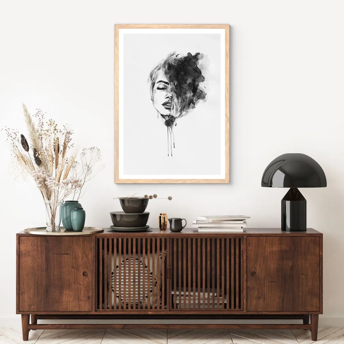 Affiche dans un chêne clair - Poster - De quoi rêve la fille - 61x91 cm