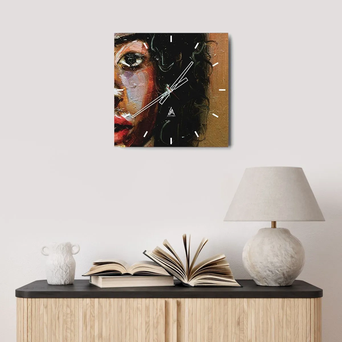 Horloge murale - Pendule murale - Noir et brillant - 30x30 cm