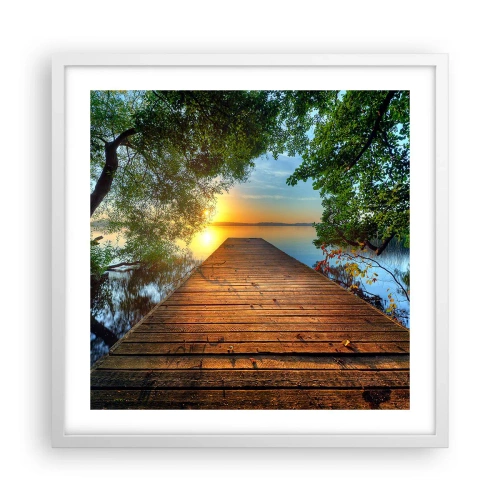 Affiche dans un cadre blanc - Poster - Prenez votre temps, asseyez-vous - 50x50 cm