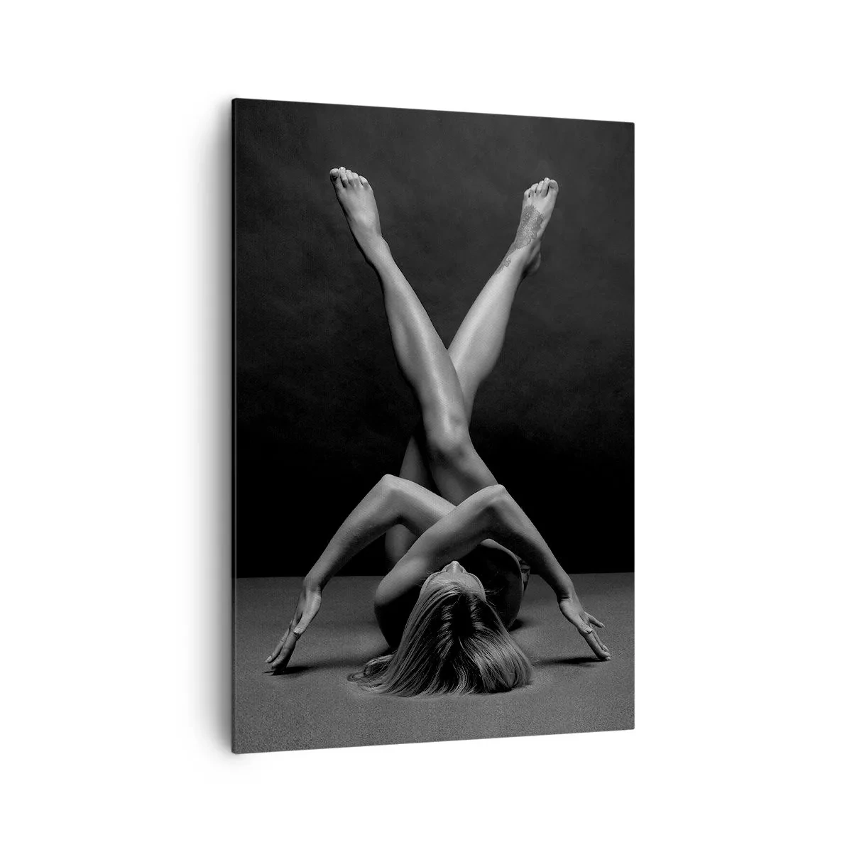 Impression sur toile - Image sur toile - Une vision artistique d'une femme en noir et blanc - 70x100cm - Géométrie de la nudité - Décoration murale moderne pour le salon et la chambre ARTTOR