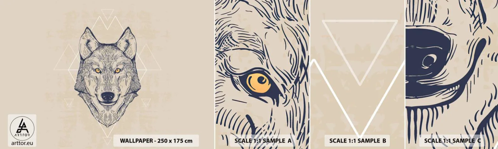 Échantillon de Papier Peint Autocollant Deluxe Sticker - Un alpha au regard pénétrant - Animaux, Chien, Huskies - 100x30 cm