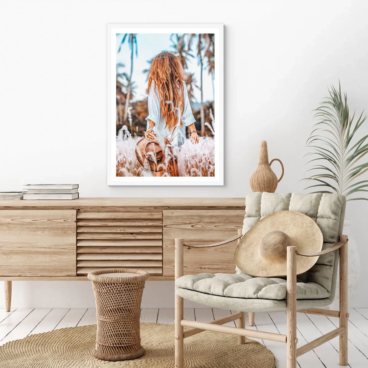 Affiche dans un cadre blanc - Poster - Né de peluches d'herbe - 50x70 cm