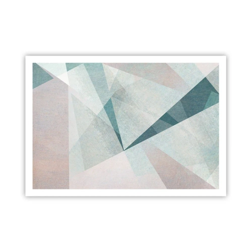 Affiche - Poster - Formes géométriques dans des tons pastel de bleu et de gris - 100x70cm - Calme bien que dynamique - Décoration murale moderne pour le salon et la chambre ARTTOR