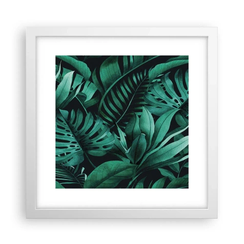 Affiche dans un cadre blanc - Poster - Profondeur du vert tropical - 30x30 cm