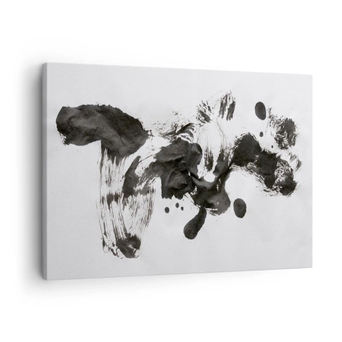 Impression sur toile - Image sur toile - Composition abstraite de taches noires sur fond blanc - 70x50cm - De la méthode dans la folie ? - Décoration murale moderne pour le salon et la chambre ARTTOR