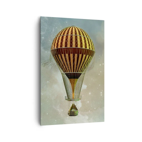 Impression sur toile - Image sur toile - Une montgolfière flottant parmi les nuages - 80x120cm - Vols pionniers - Décoration murale moderne pour le salon et la chambre ARTTOR