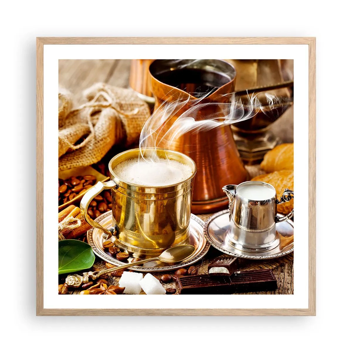 Affiche dans un chêne clair - Poster - Bonne journée! - 60x60 cm