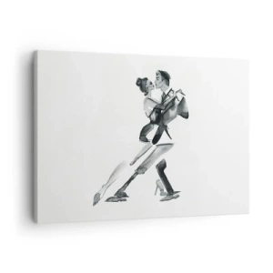 Impression sur toile - Image sur toile - Une illustration subtile d'un couple dansant dans un style monochrome. - 70x50cm - En un battement - Décoration murale moderne pour le salon et la chambre ARTTOR