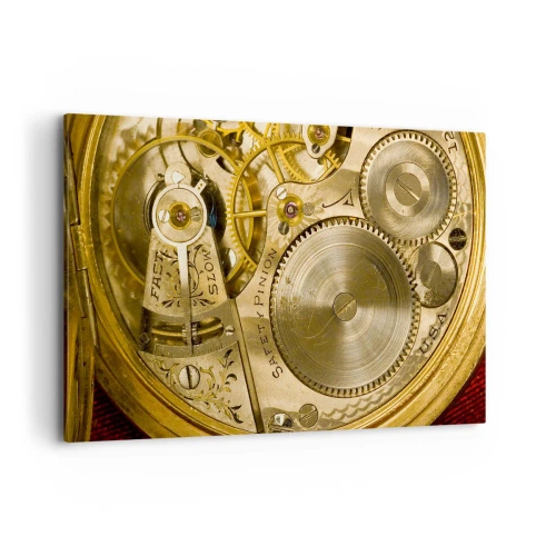 Impression sur toile - Image sur toile - Mécanisme de montre avec engrenages et détails visibles - 120x80cm - Marcher avec son temps - Décoration murale moderne pour le salon et la chambre ARTTOR