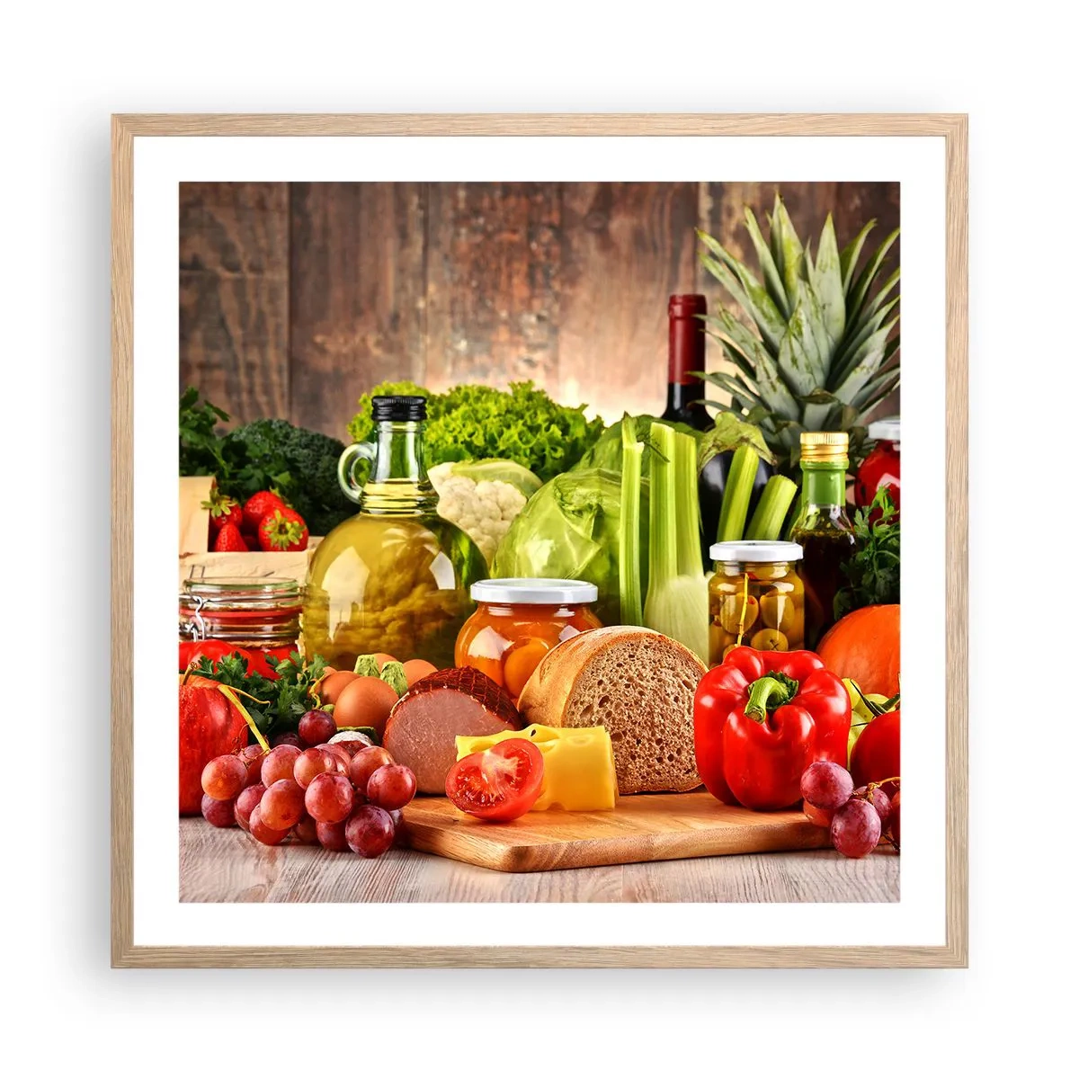 Affiche dans un chêne clair - Poster - Fumé, cuit au four et mariné - 60x60 cm