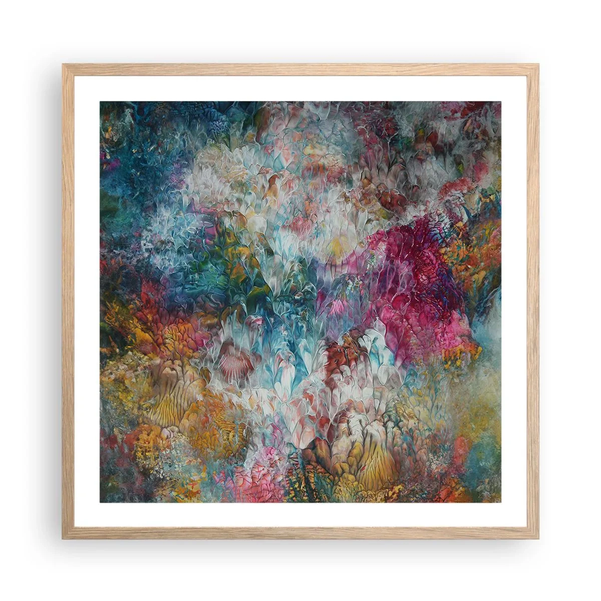 Affiche dans un chêne clair - Poster - En pleine floraison - 60x60 cm