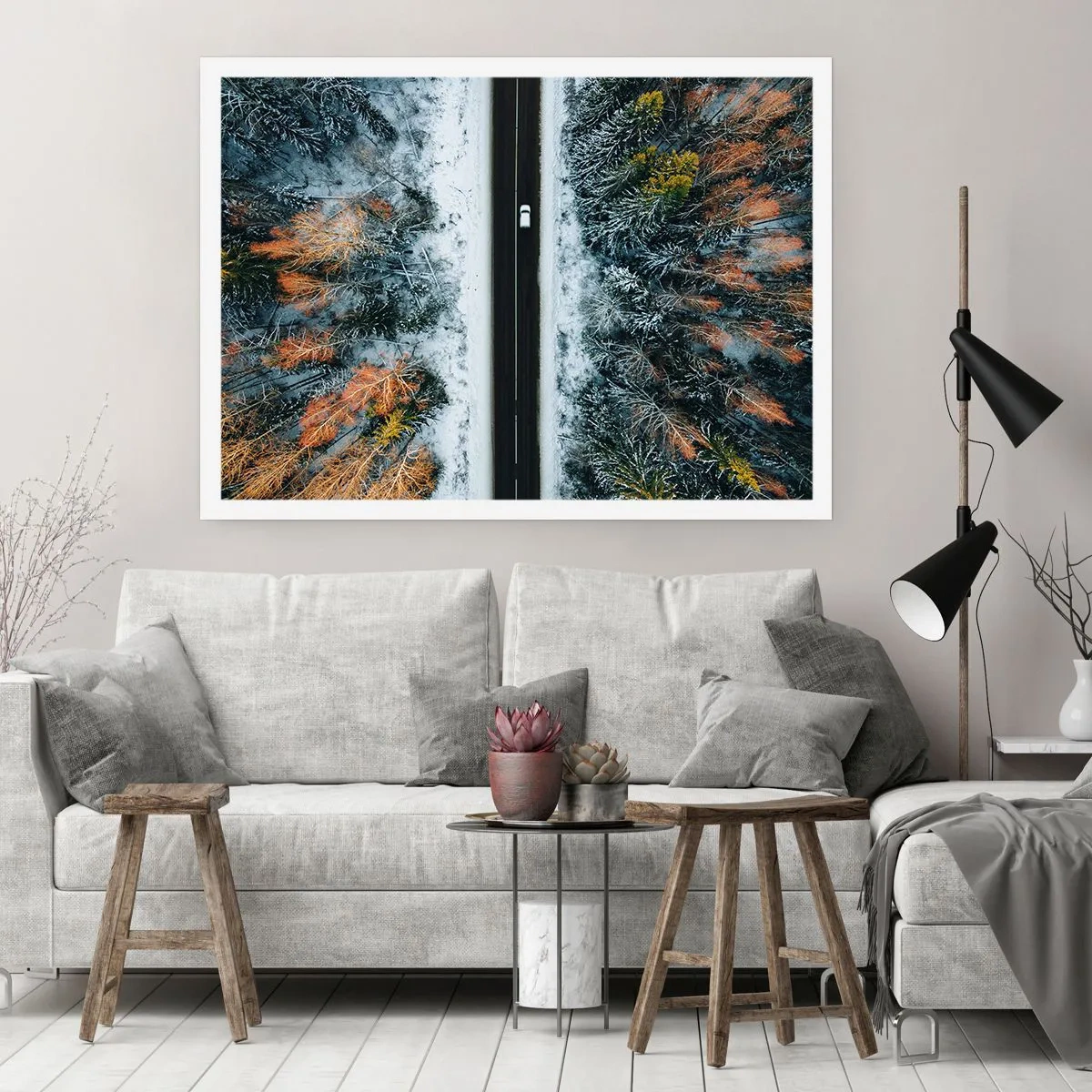 Affiche - Poster - Couper à travers la forêt d'hiver - 50x40 cm