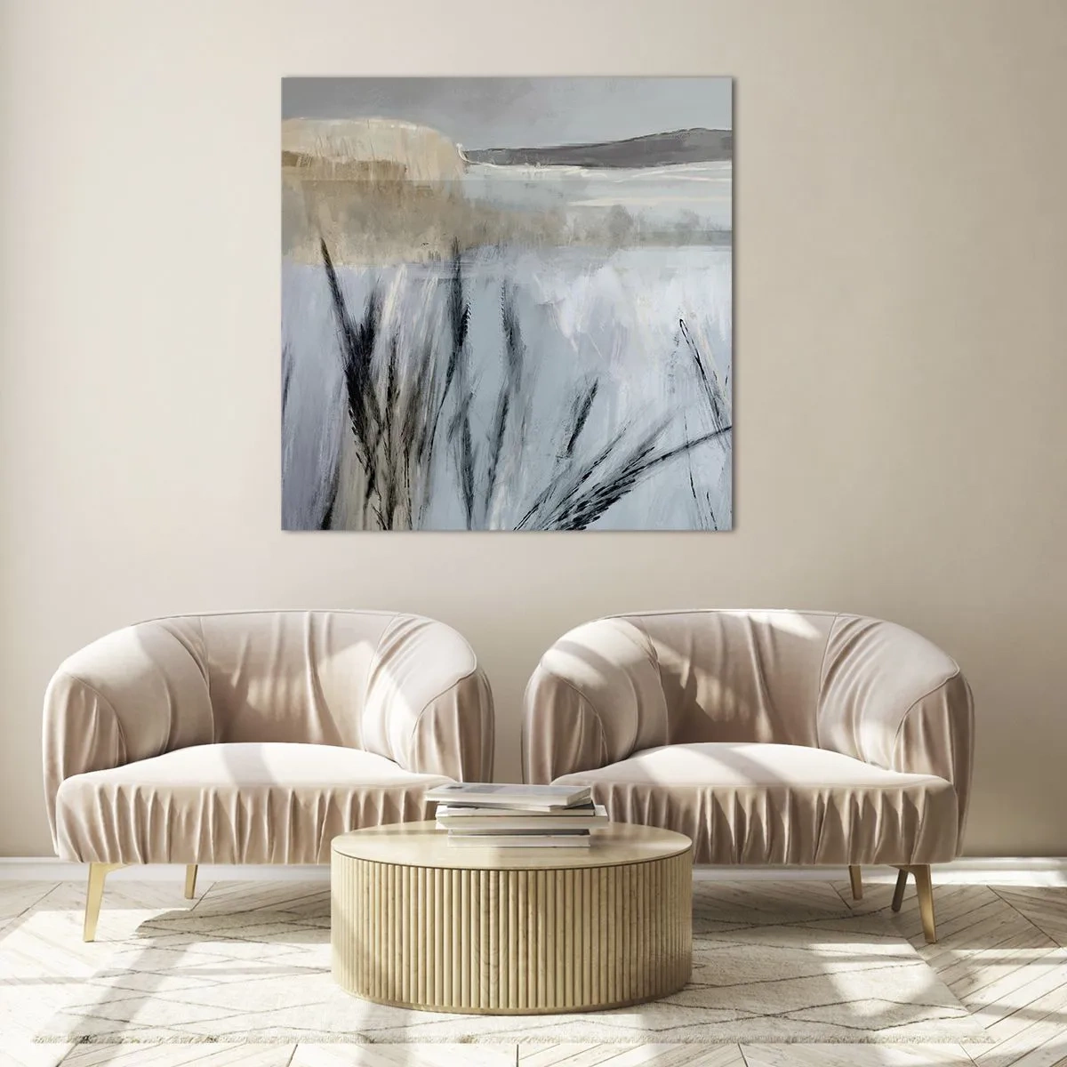 Impression sur verre - Image sur verre - Champs d'hiver - 40x40 cm