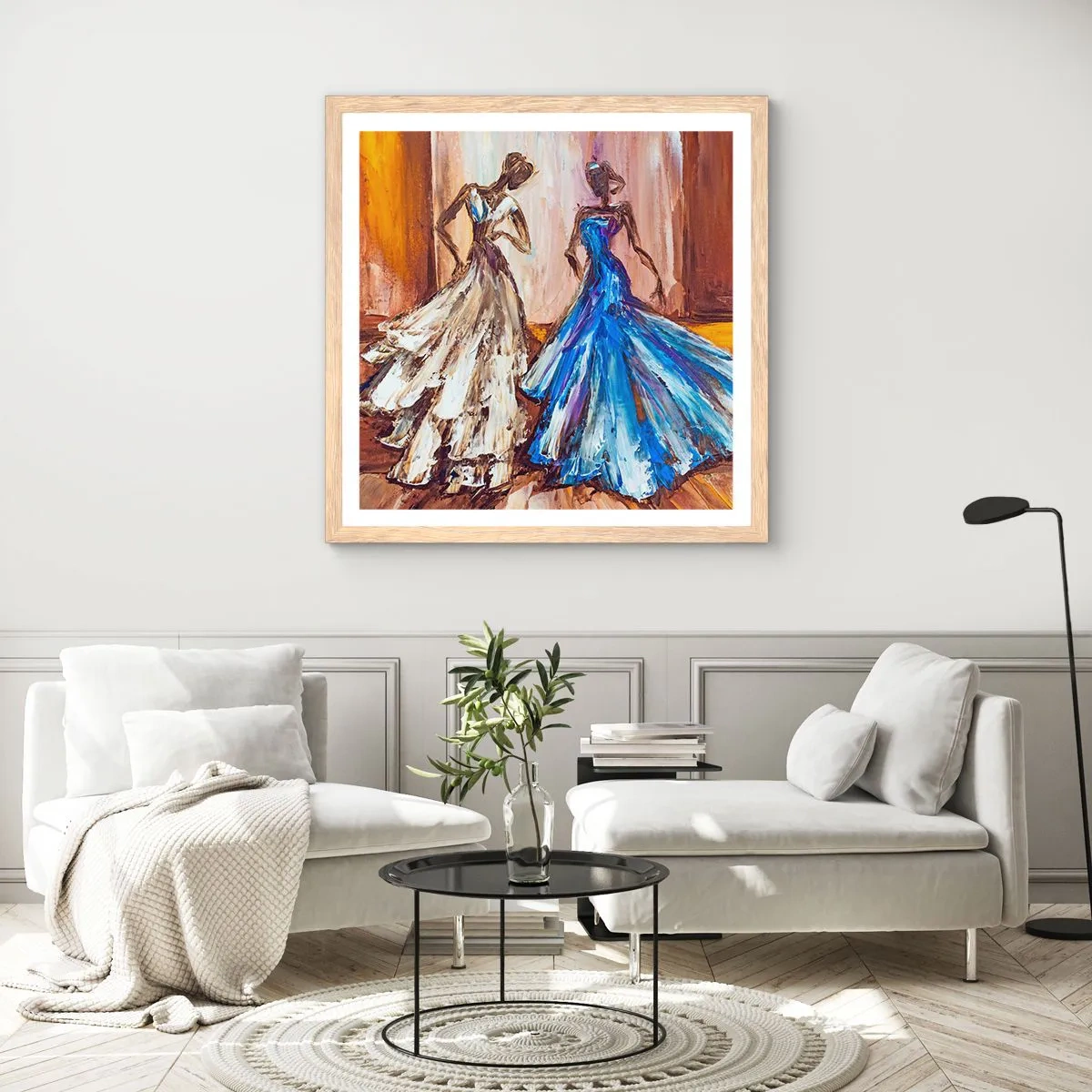 Affiche dans un chêne clair - Poster - Un duo reconnaissant - 40x40 cm