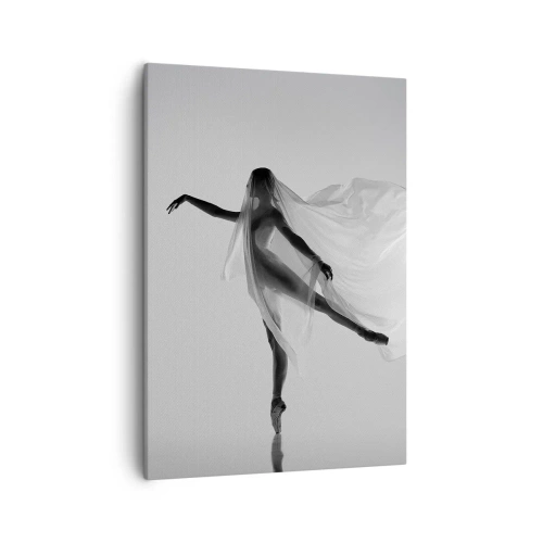 Impression sur toile - Image sur toile - Une danseuse dans une pose éthérée avec un tissu fluide - 50x70cm - Légèreté et grâce - Décoration murale moderne pour le salon et la chambre ARTTOR