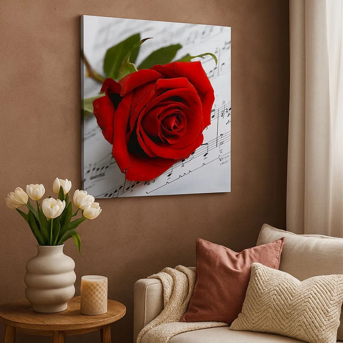 Impression sur toile - Image sur toile - Musique des sentiments en écarlate - 30x30 cm