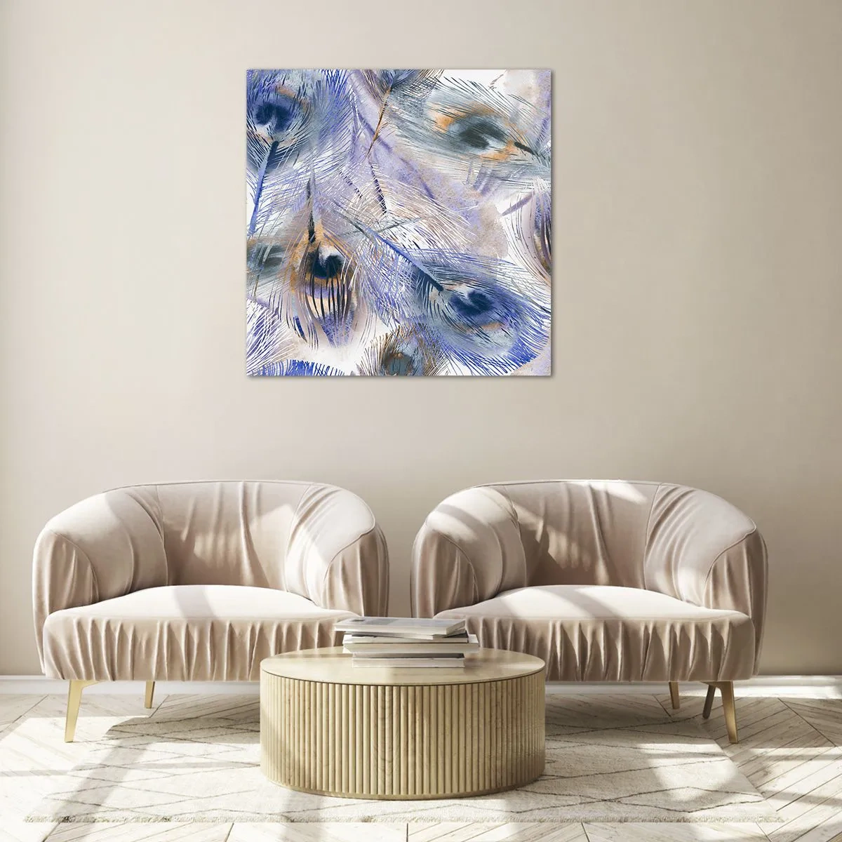 Impression sur verre - Image sur verre - Composition de paon - 60x60 cm