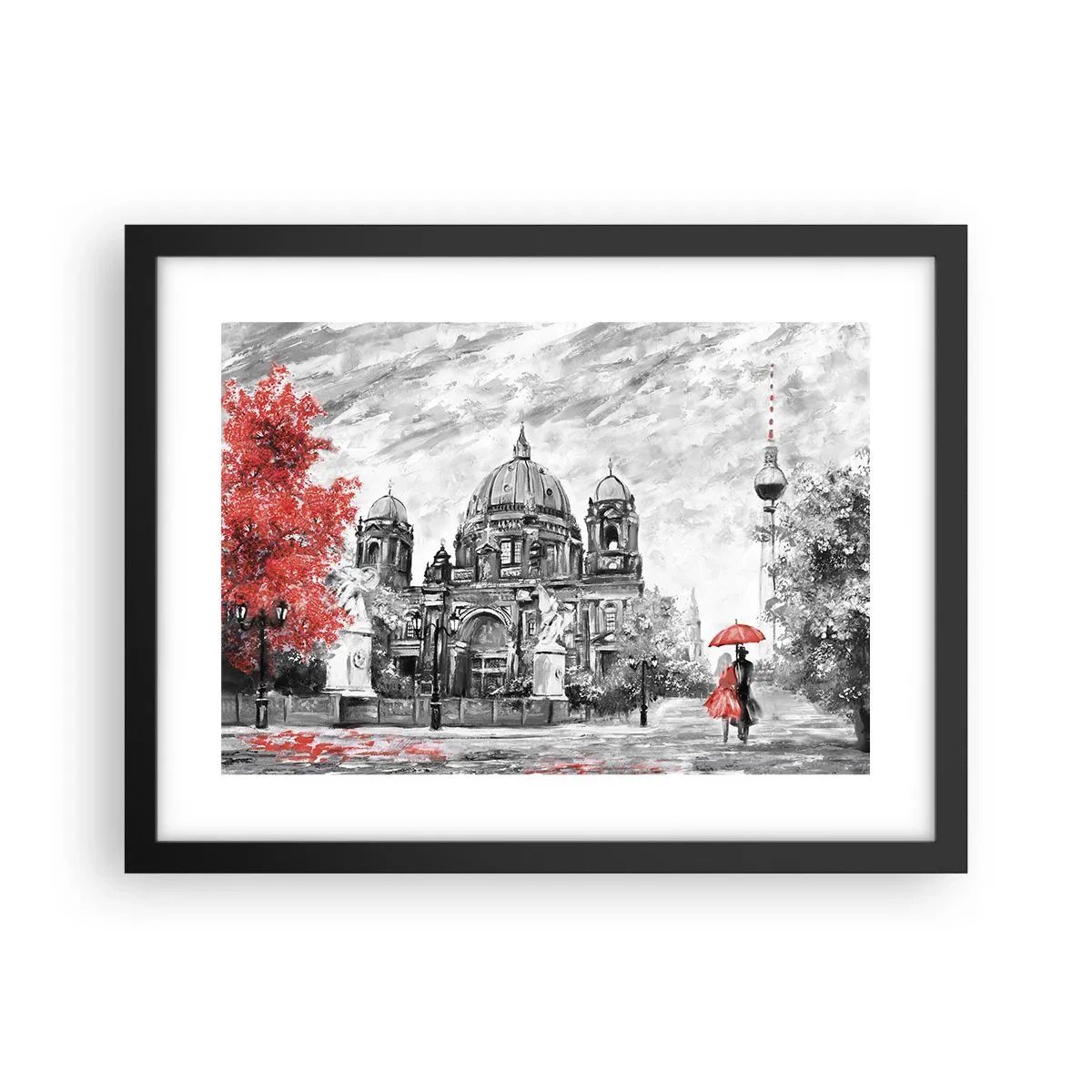 Affiche dans un cadre noir - Poster - Rencontre berlinoise - 40x30 cm