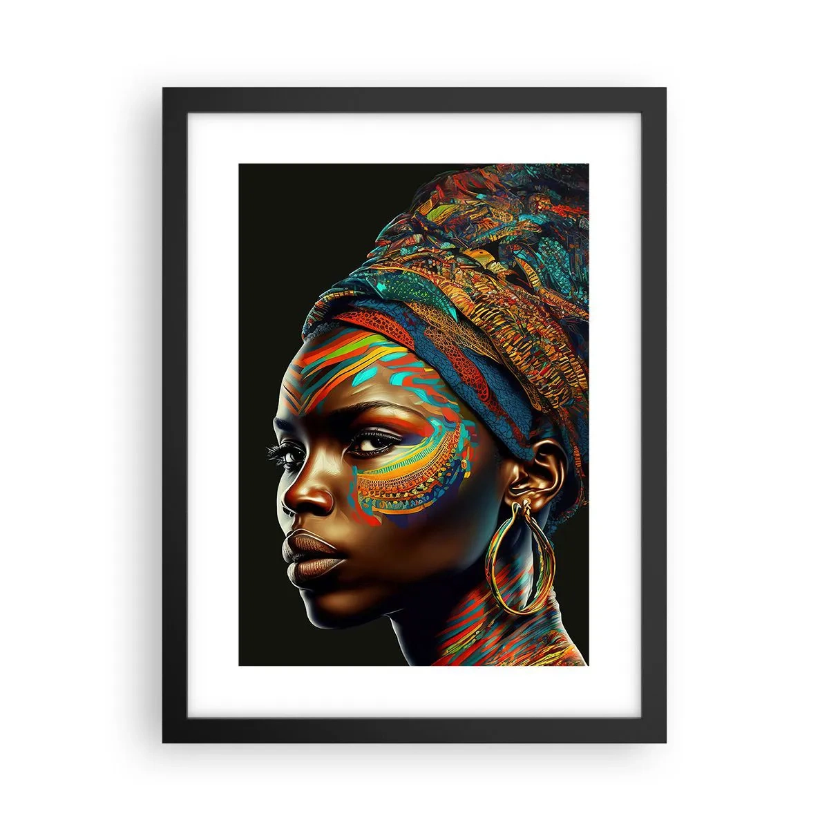 Affiche dans un cadre noir - Poster - reine africaine - 30x40 cm