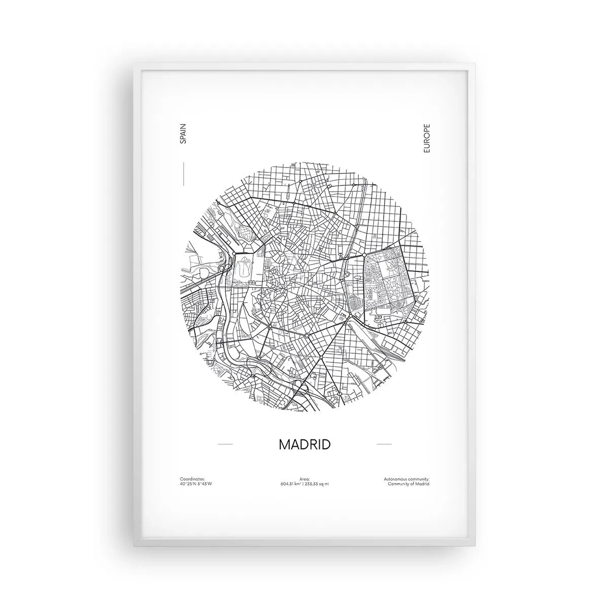 Affiche dans un cadre blanc - Poster - Anatomie de Madrid - 70x100 cm