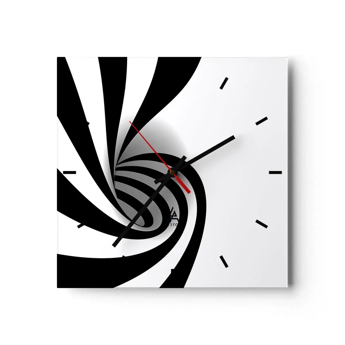 Horloge murale - Pendule murale - Vortex optique abstrait en noir et blanc - 30x30cm - Et pourtant ça tourne - Décoration murale moderne pour le salon et la chambre ARTTOR