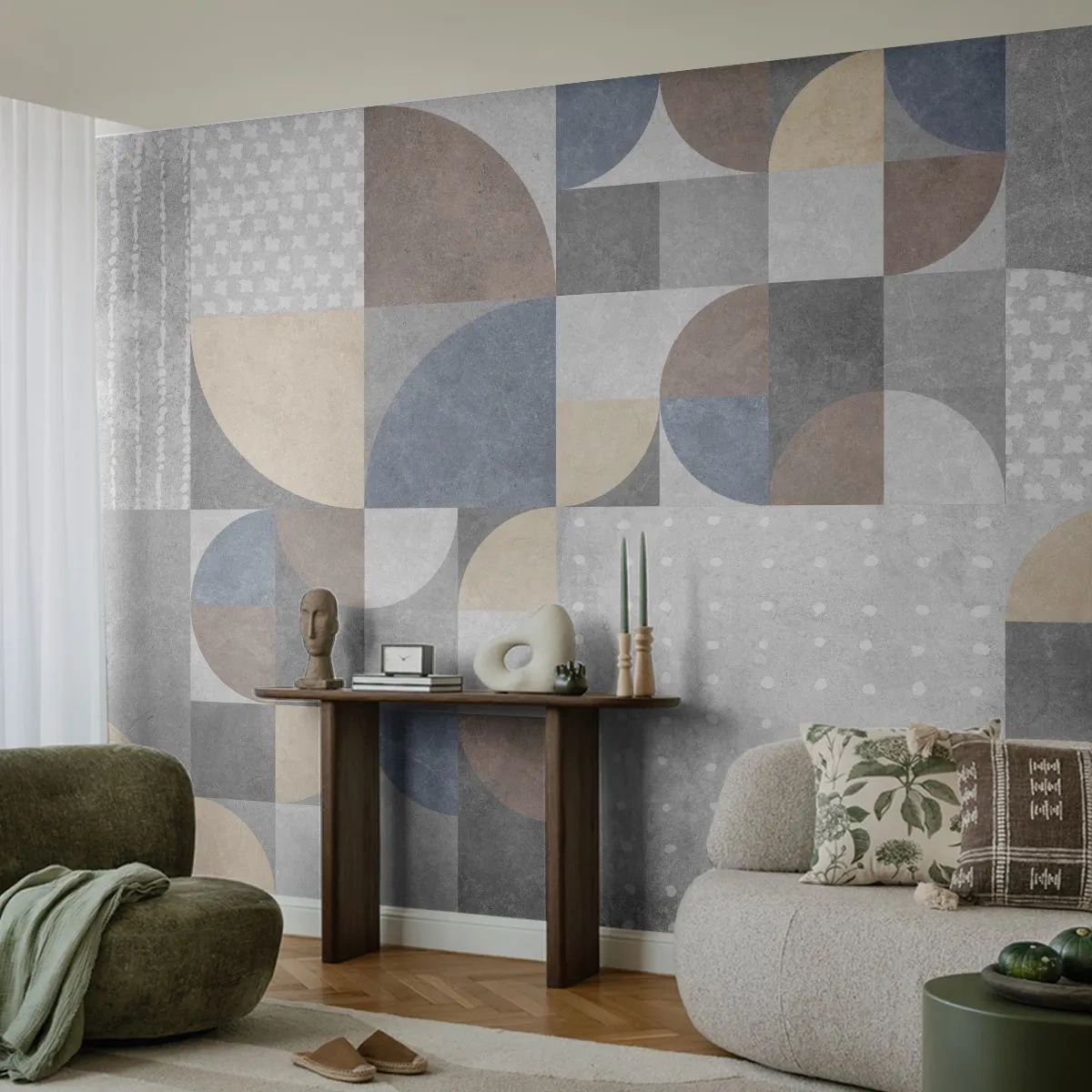 Papier Peint Photo Premium Canvas - Fantaisie de la céramique  - Abstraction, Morceau, Motif géométrique - 200x140 cm