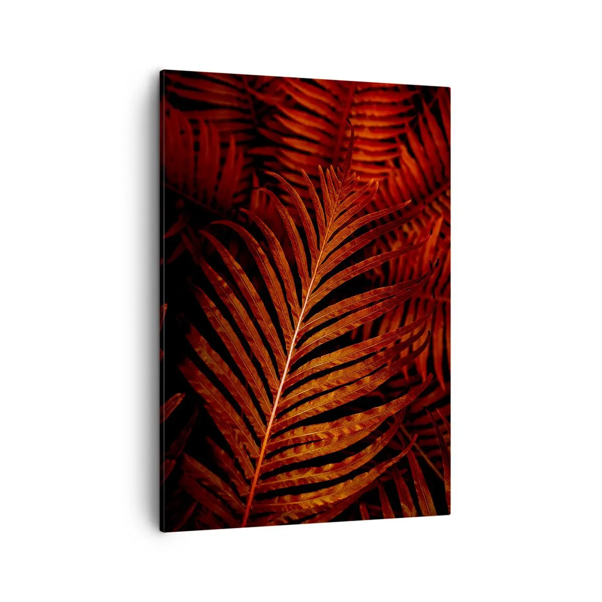 Impression sur toile - Image sur toile - Gros plan de feuilles tropicales rouges - 50x70cm - Chaleur de la vie - Décoration murale moderne pour le salon et la chambre ARTTOR