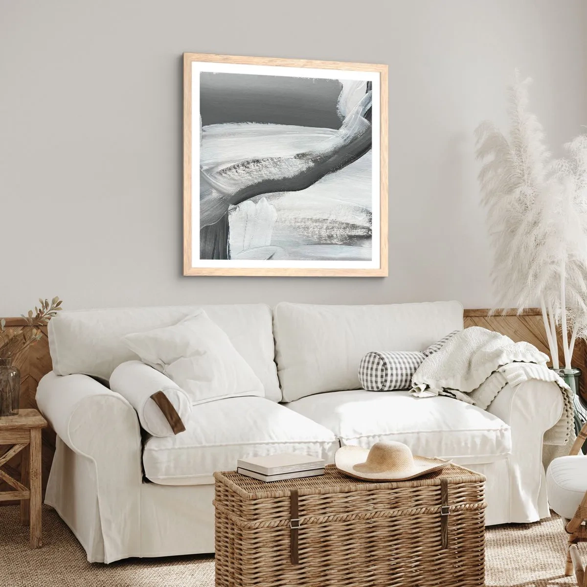 Affiche dans un chêne clair - Poster - Un geste décisif - 30x30 cm