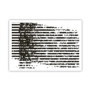 Affiche - Poster - Lignes abstraites avec un effet vieilli en noir et blanc - 100x70cm - Rythme et bruissement - Décoration murale moderne pour le salon et la chambre ARTTOR