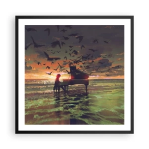 Affiche dans un cadre noir - Poster - Concert pour piano et vagues - 60x60 cm