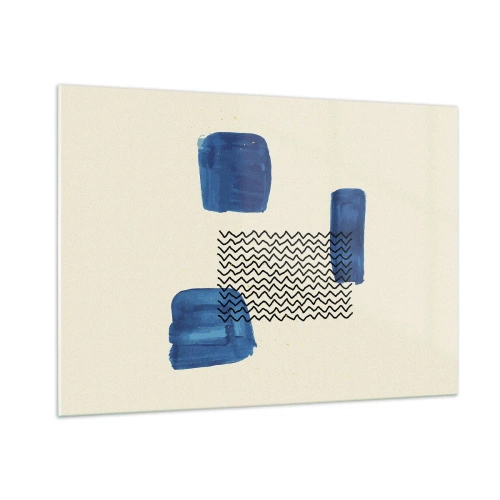 Impression sur verre - Image sur verre - Abstraction moderne avec des accents bleus - 100x70cm - Quatuor abstrait - Décoration murale moderne pour le salon et la chambre ARTTOR