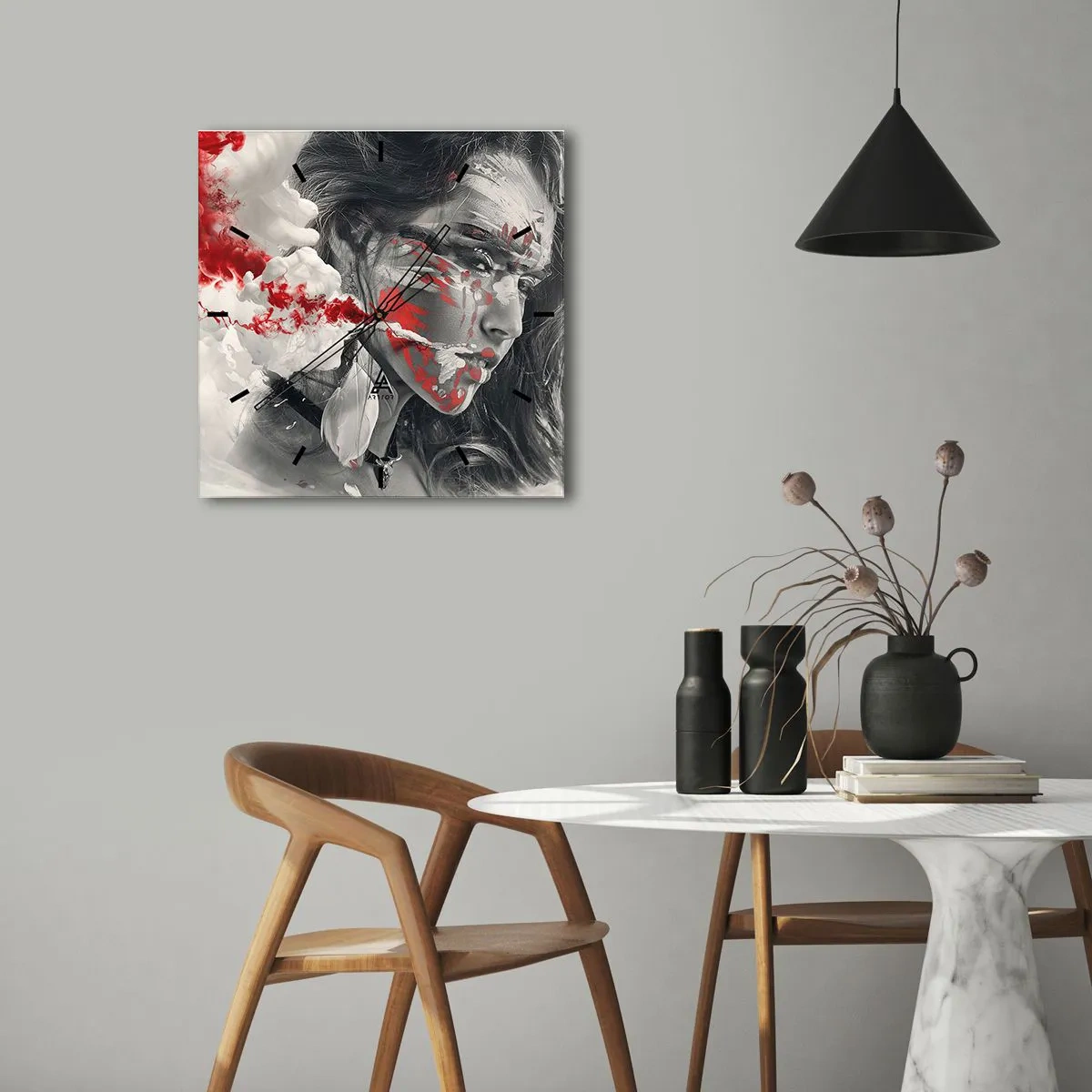 Horloge murale - Pendule murale - Dans les fumées de l'absurde - 30x30 cm