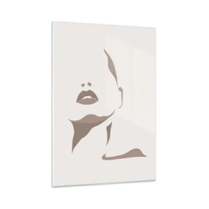 Impression sur verre - Image sur verre - Contour du visage et du cou d'une femme dans un style minimaliste - 50x70cm - Fait de lumière et d'ombre - Décoration murale moderne pour le salon et la chambre ARTTOR