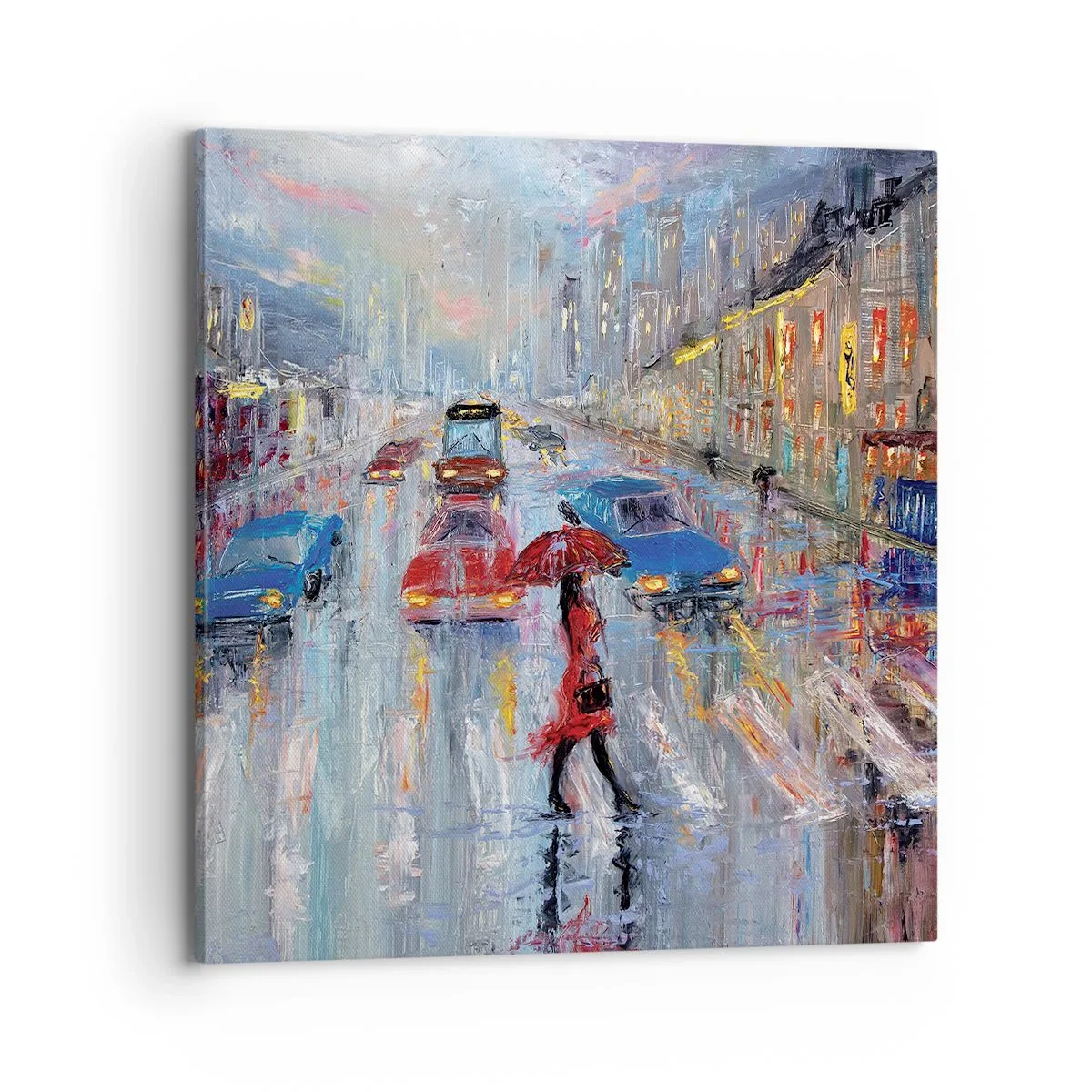 Impression sur toile - Image sur toile - Après-midi pluvieux en ville - 70x70 cm